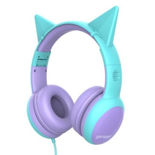 Auricular Stereo para Niños E61V Violeta c/Orejitas Gorsun