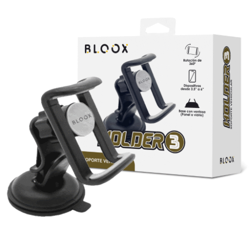 Soporte Vehicular BLOOX - Tipo Ventosa para Panel/Vidrio Holder_3 Negro