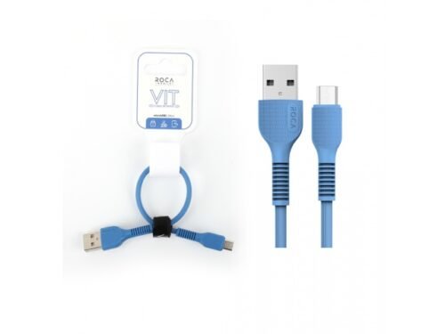 Cable de carga ROCA USB a MicroUSB 20 cm 2.4A Azul