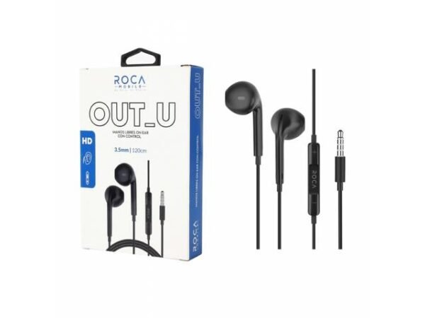 Auriculares Stereo Roca Negros (tipo iPhone) Universal