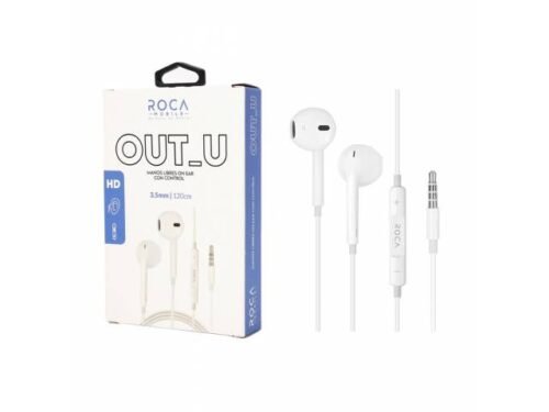 Auriculares Stereo Roca blancos (tipo iPhone) Universal