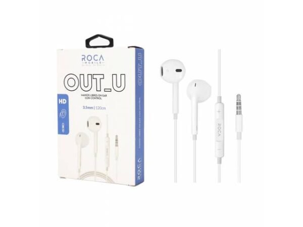 Auriculares Stereo Roca blancos (tipo iPhone) Universal